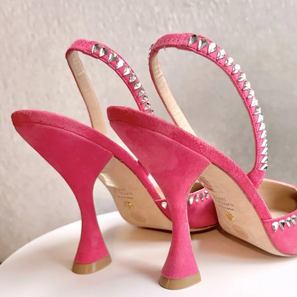 🌺 STUART WEITZMAN🌺 Gemcut Xcurve 100 Slingback Pink Pump size 9.5 - Picture 9 of 17